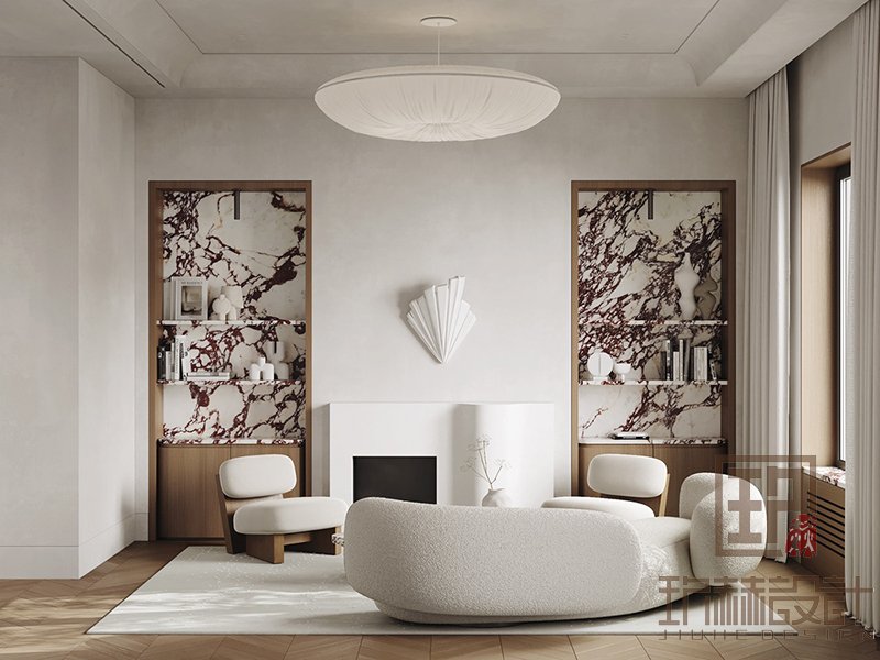 111平现代装修设计，用白色和传达出宁静而圆润的居家环境